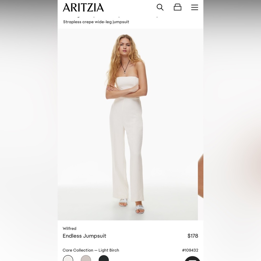 Aritzia (Wilfred) Strapless Jumpsuit. Size 4.